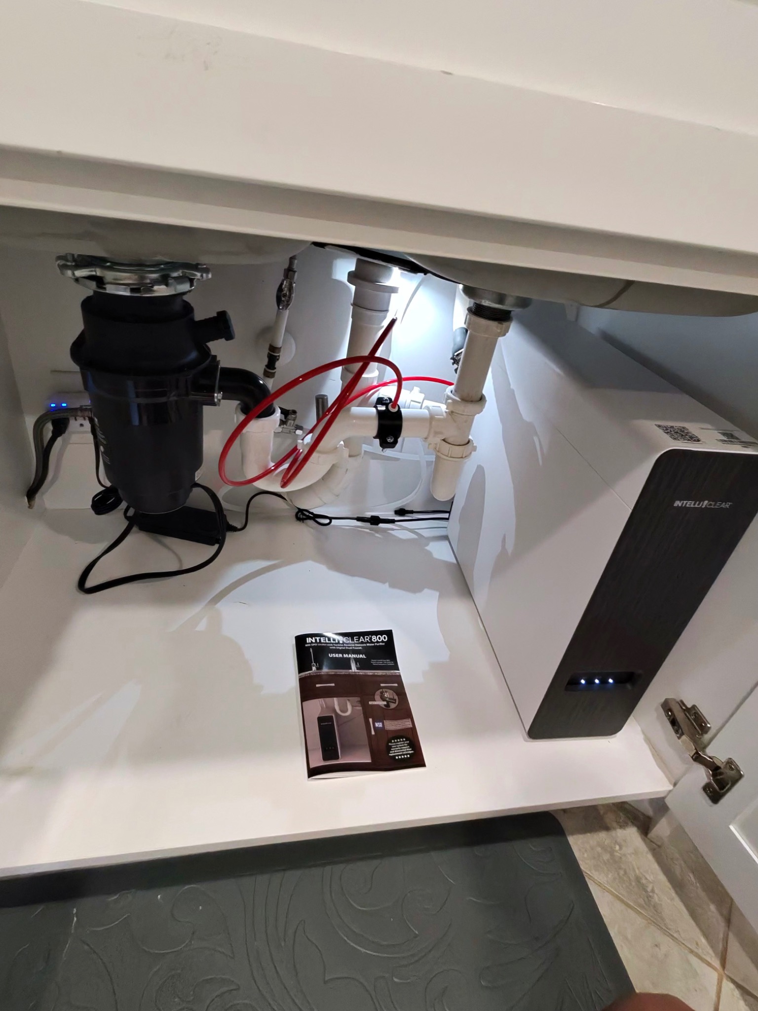 Kitchen sink upgrade with newly installed Moen garbage disposal and water purification equipment